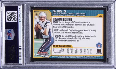 Lot Detail 2000 Bowman Chrome 236 Tom Brady Rookie Card PSA GEM MT 10