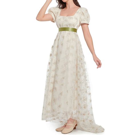 Regency Dresses for Women Luxury Embroidered Empire Waist Regency Era