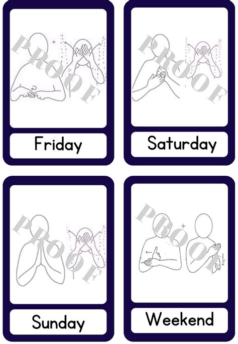 Printable Days Of The Week Makaton Communication Flash Cards Babies