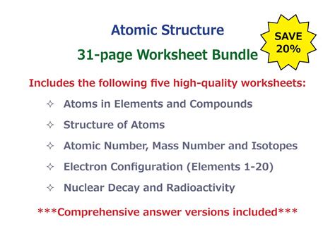 Atomic Structure [Worksheet Bundle] | Teaching Resources