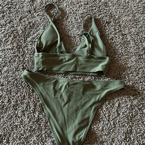 Olive Green Bikini From Aerie Both Size Small Depop