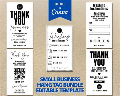 Editable Hang Tag Bundle, Price Tag Template, Washing Instructions ... 