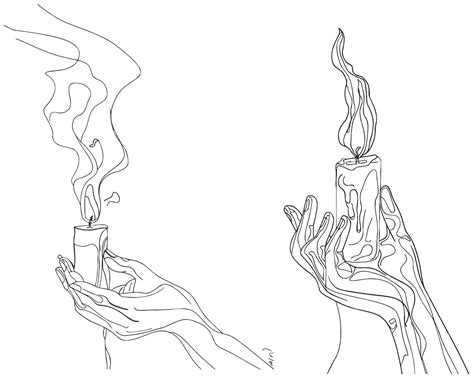 Premium Vector | Continuous one line drawing hand holding burning candle