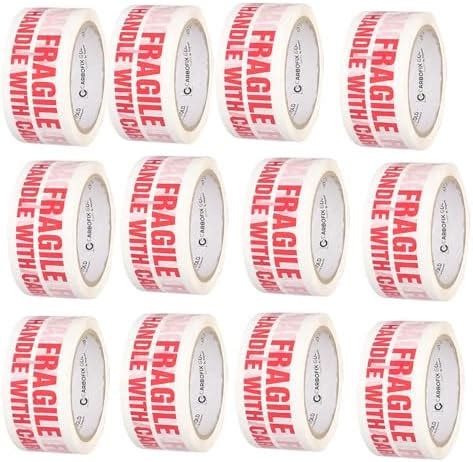 CARBOFIX GOLD Pack Of 12 Fragile Printed Cello Tape For Packaging 48mm