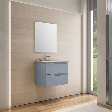 Mobile Bagno Sospeso 60 Cm Con Lavabo Integrato Carta Da Zucchero E