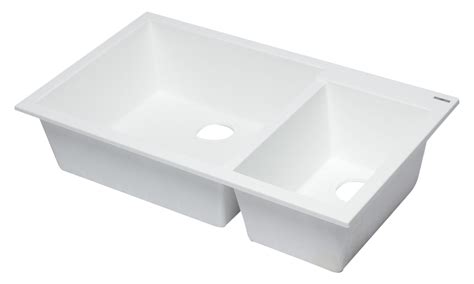 Alfi White 34 Double Bowl Undermount Granite Composite Kitchen Sink