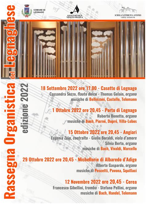 Rassegna Organistica Del Legnaghese Edizione 2022 Asolo Musica