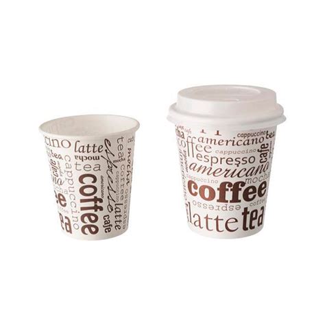 100 Gobelets en carton à cafe 4 oz avec Couvercle en plastique Boxy