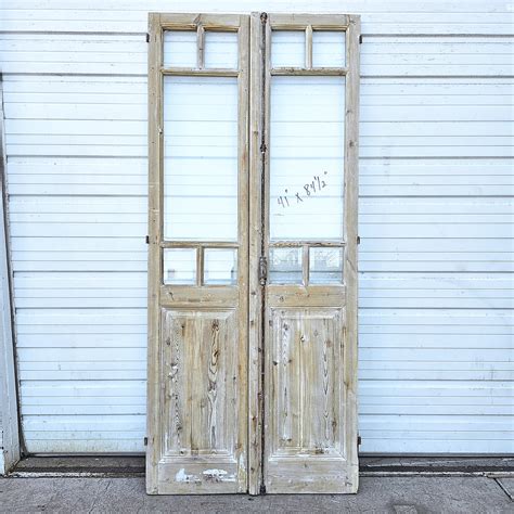 Pair of Wood Doors w/5 Glass Lites – Antiquities Warehouse
