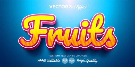 Efecto De Texto De Frutas Vector Premium