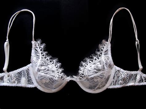 White Lace Bra Lace Bra Wedding Intimates Sheer Strappy Bra White Sheer Bralette Sexy Sheer