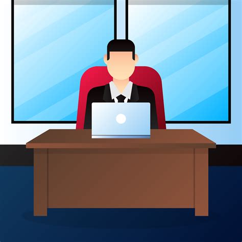 Boss Business Man Entrepreneur Sitting In Office Chair Illustration