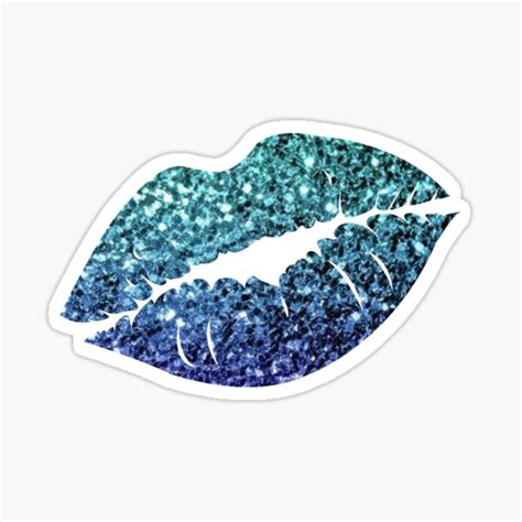 Teal Dark Blue Ombre Faux Glitter Lips Sticker For Sale By Felicity K Redbubble