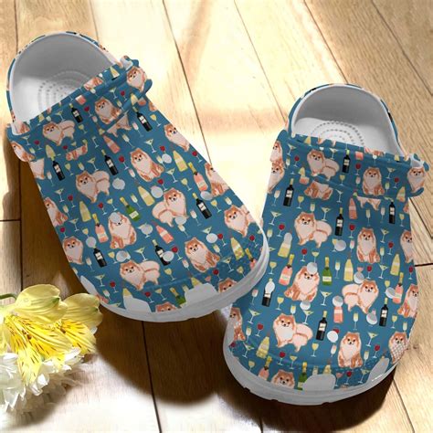 Pomeranian And Wine Unisex Crocs RobinPlaceFabrics