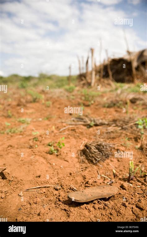 Abandoned Homestead After Drought In Lango Baya Kenya Africa Stock