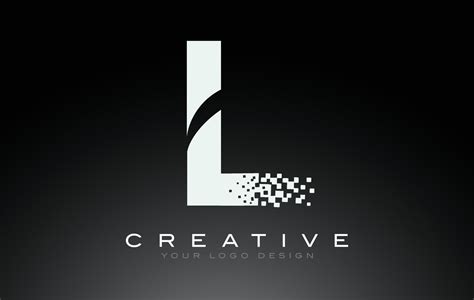 L Initial Letter Logo Design With Digital Pixels In Black And White