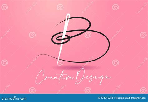 B Letter Logo With Needle And Thread Creative Design Concept Vector