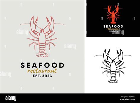 Seafood Restaurant Logo With Lobster Crawfish Stock Vector Image Art