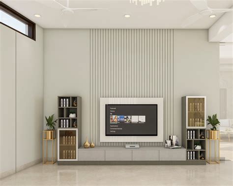 Modern Tv Unit Design With Fluted Panels Livspace