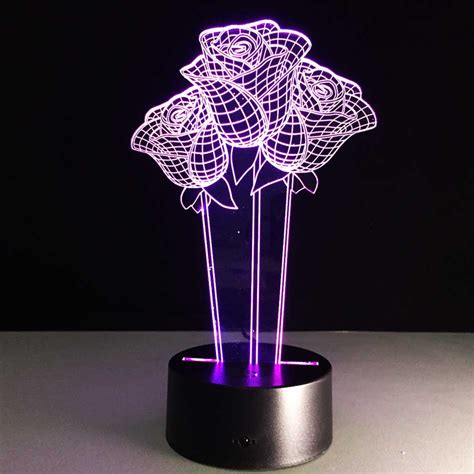 Rose Flower 3d Optical Illusion Lamp 3d Optical Lamp