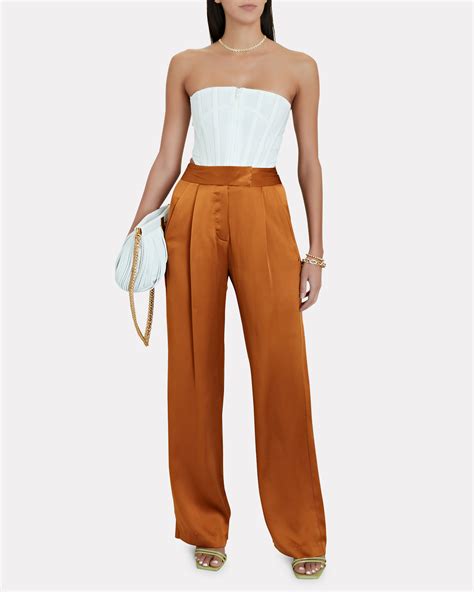 The Sei Wide Leg Silk Trouser Pants In Brown Intermix