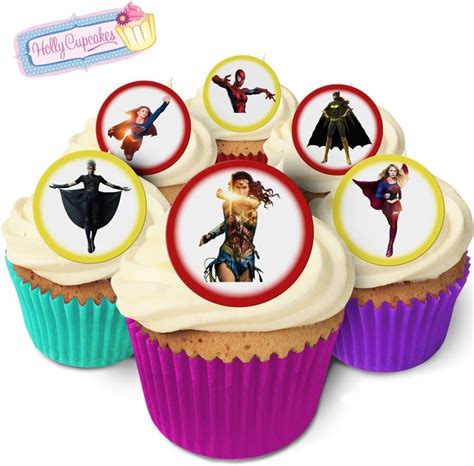 24 Fabulous Pre Cut Edible Wafer Cake Toppers Female Superheroes