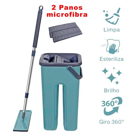 Mop Flat E Balde Para Limpeza De Piso 1 Refil Grátis Shopee Brasil