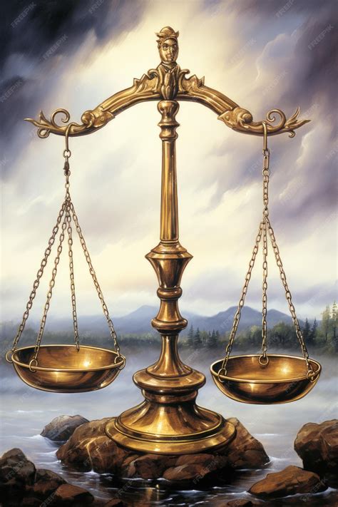 Premium Photo A Painting Of A Scale With Two Gold Scales Ai