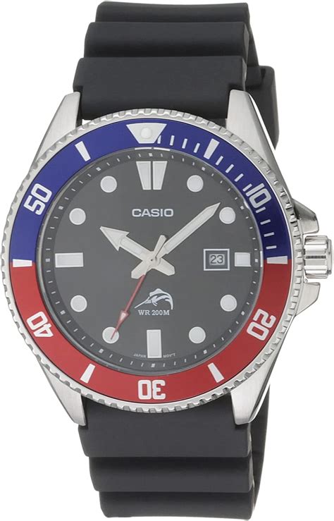 Casio Men S MDV106 1AV 200 M WR Black Dive Watch MDV106 1A Black Red