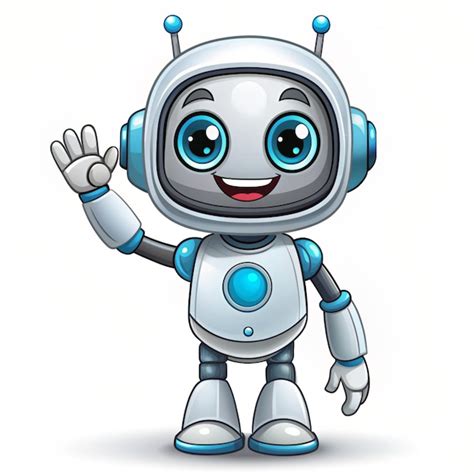 Cute Robot Waving Hand Cartoon Vector Icon Illustration Science Technology Icon Concept Isolated