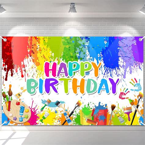 Mocsicka Art Paint Happy Birthday Backdrop Lets Paint