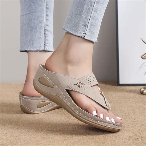 Aueoeo Closed Toe Sandals Women Womens Summer Wedge Sandals Flip Flop With Arch Support