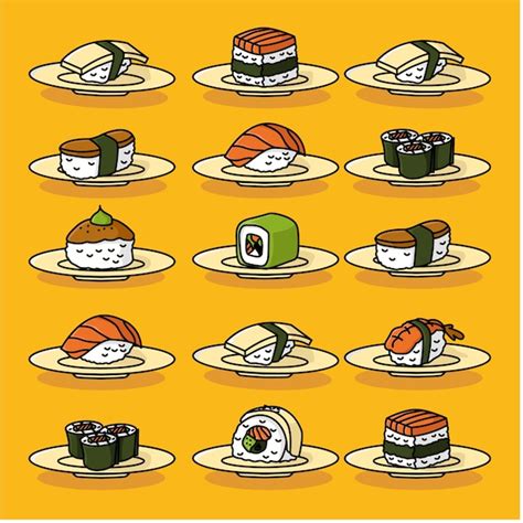 Premium Vector Japanese Sushi Set Vector