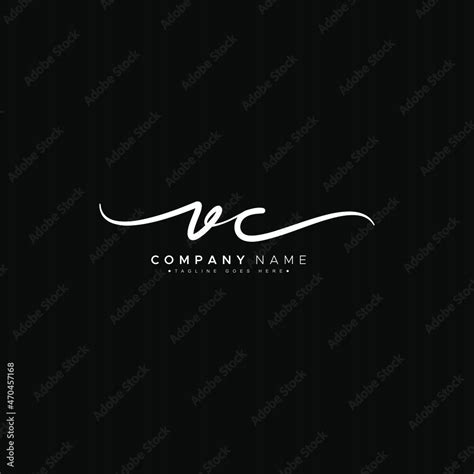 initial letter vc logo handwritten signature style logo stock vector
