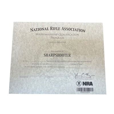 NRA Sharpshooter Certificate