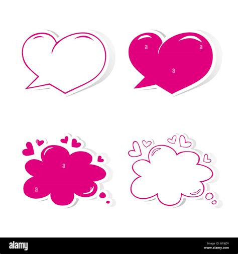 Heart Shaped Speech Bubbles Set Stock Vector Image Art Alamy