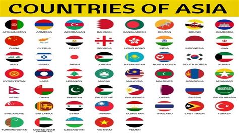 All Asian Countries List Of Asian Countries With Flags Countries Of