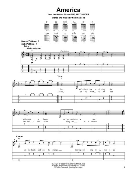 America by Neil Diamond - Easy Guitar Tab - Guitar Instructor