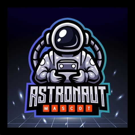 Astronauten Maskottchen Esport Logo Design Premium Vektor