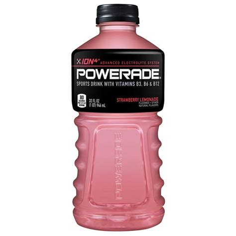 Powerade Strawberry Lemonade Sports Drink 32 Oz Plastic Bottles Pack Of 15