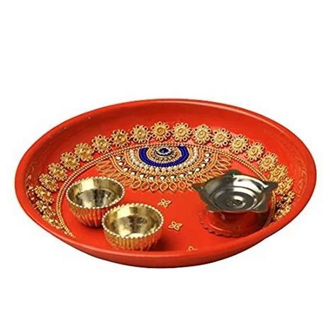 Handcrafted Thali Plate Small Pooja Thali Plate Engagement Ring Platter