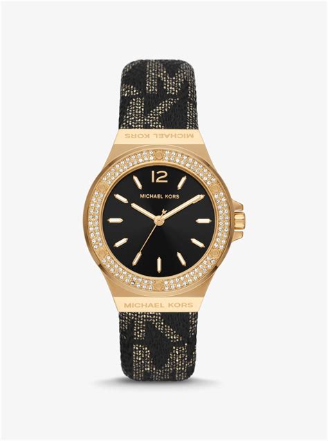 Michael Kors Lennox Pavé Gold Tone And Logo Watch In Metallic Lyst