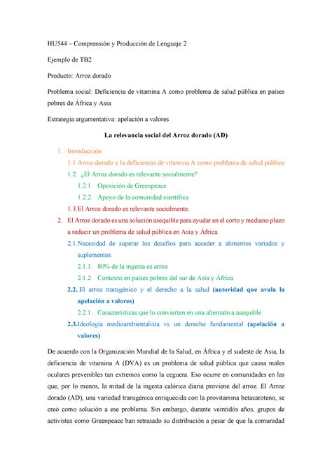 TB2 producto con apelación a valores HU544 Comprensión y Producción