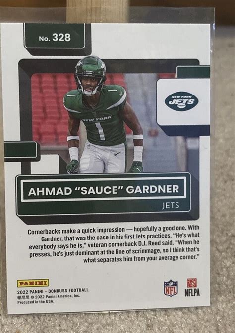 Ahmad Sauce Gardner 2022 Panini Donruss Football Rated Rookie 328 RC