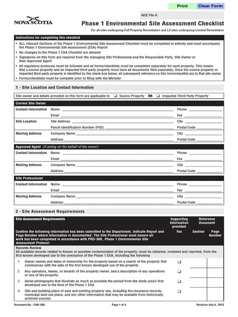 Phase 1 Environmental Site Assessment Checklist Pdf Environmental Remediation