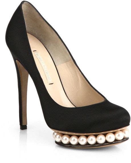 Nicholas Kirkwood Black Satin Pearl Platform Pumps Black Pumps Heels