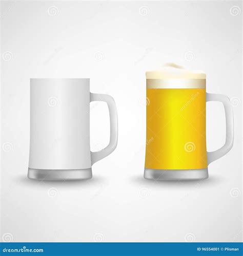 Beer Glass Empty and Full Design Template Stock Vector - Illustration ...