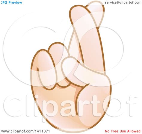 Clipart of a Hand Emoji with Crossed Fingers - Royalty Free Vector ...