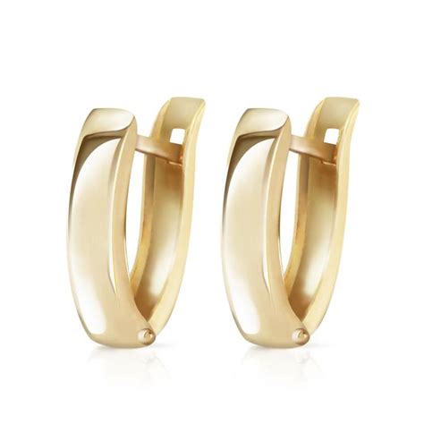 14k Solid Gold Oval Hoop Huggie Earrings Irs91441