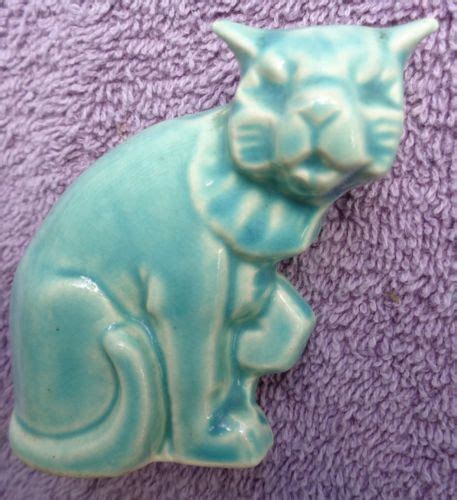 Rarest Art Deco Vintage Mccoy Art Pottery Sleepy Cat Green Collectors Estate Vase Crafts